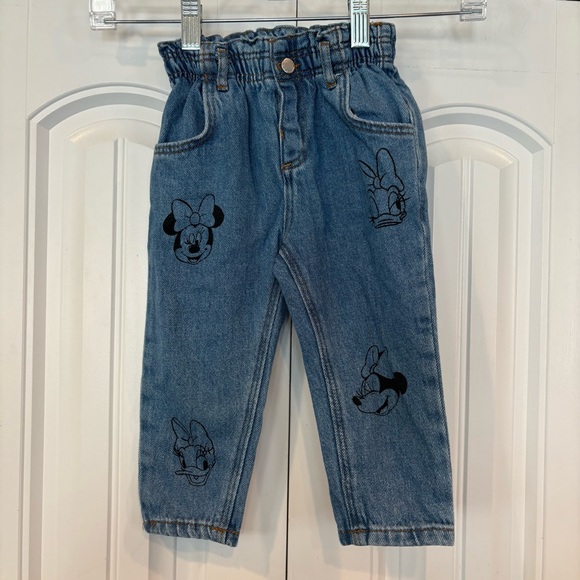 Zara Disney Minnie Mouse Paperbag Waist Jeans Size 18-24 Months - Picture 1 of 5